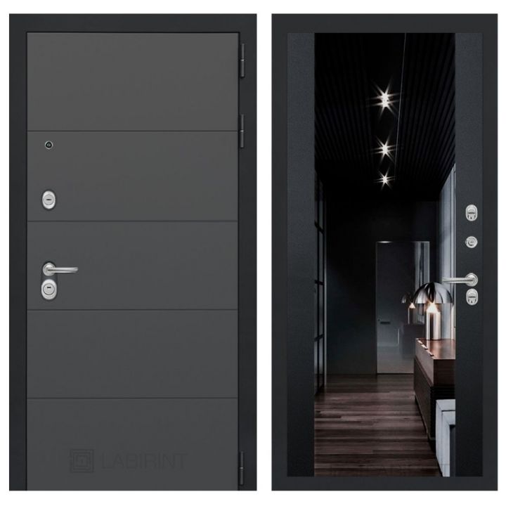 Входная дверь Лабиринт ART - Зеркало максимум с тонировкой Черный кварц