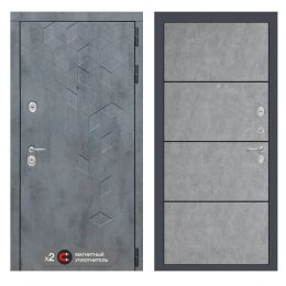 Входная дверь Лабиринт BETON - 25 Бетон светлый черные вставки