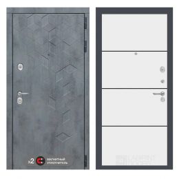 Входная дверь Лабиринт BETON - 25 Белый софт черные вставки