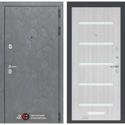 Входная дверь Лабиринт BETON - 01 Сандал белый стекло белое