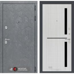 Входная дверь Лабиринт BETON - 02 Сандал белый стекло черное