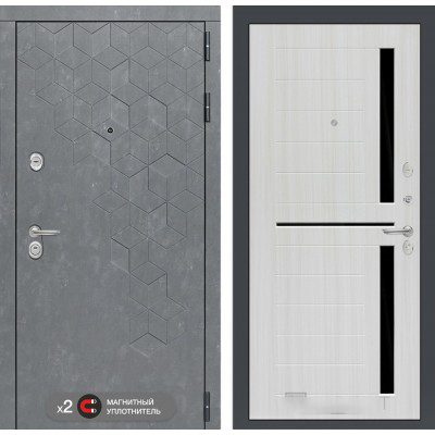 Входная дверь Лабиринт BETON - 02 Сандал белый стекло черное