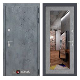 Входная дверь Лабиринт BETON - Зеркало 18 Бетон светлый