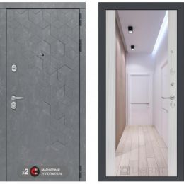 Входная дверь Лабиринт BETON - Зеркало максимум Сандал белый