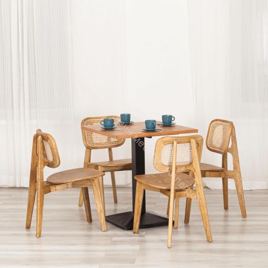 Стол RAGNAROK дерево вяз/железная опора, 70х70х76 см, груша №3/черная опора