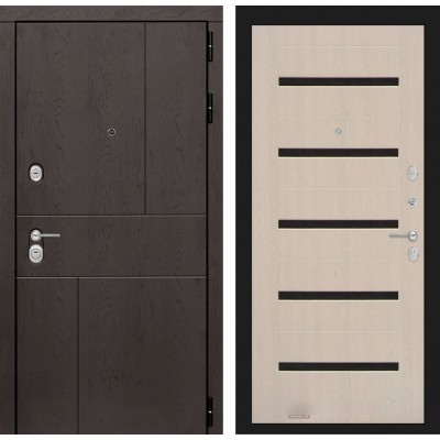 Входная дверь Лабиринт URBAN - 01 Беленый дуб стекло черное