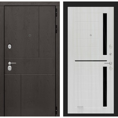 Входная дверь Лабиринт URBAN - 02 Сандал белый стекло черное