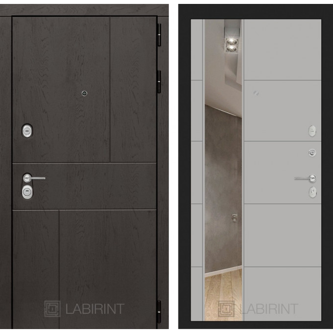 Входная дверь Лабиринт URBAN - Зеркало 19 Грей софт