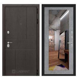 Входная дверь Лабиринт URBAN - Зеркало 18 Бетон светлый