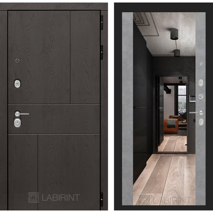 Входная дверь Лабиринт URBAN - Зеркало максимум Бетон светлый