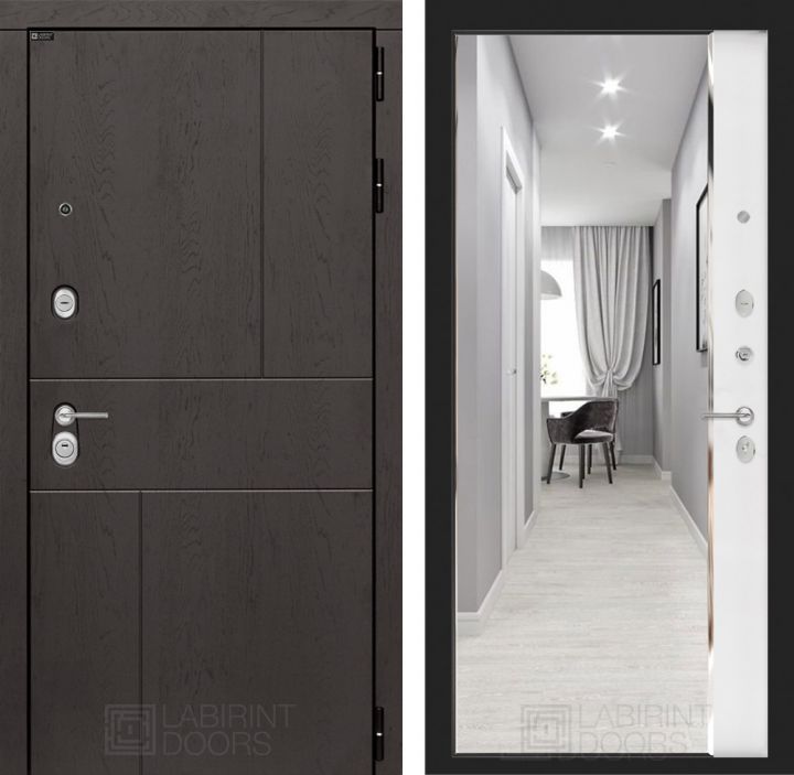 Входная дверь Лабиринт URBAN - Зеркало панорама Белый софт