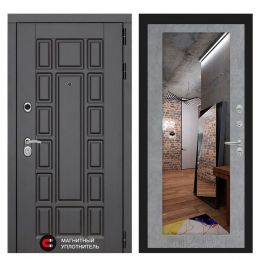 Входная дверь Лабиринт NEW YORK - Зеркало 18 Бетон светлый