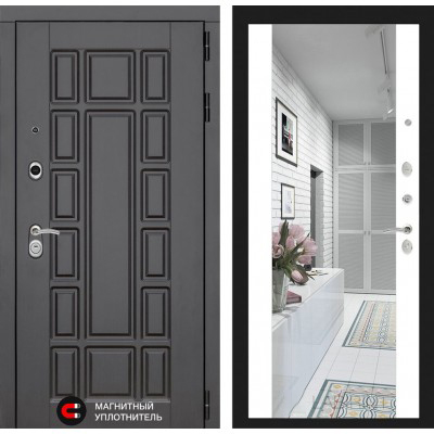 Входная дверь Лабиринт NEW YORK - Широкое зеркало Белый софт