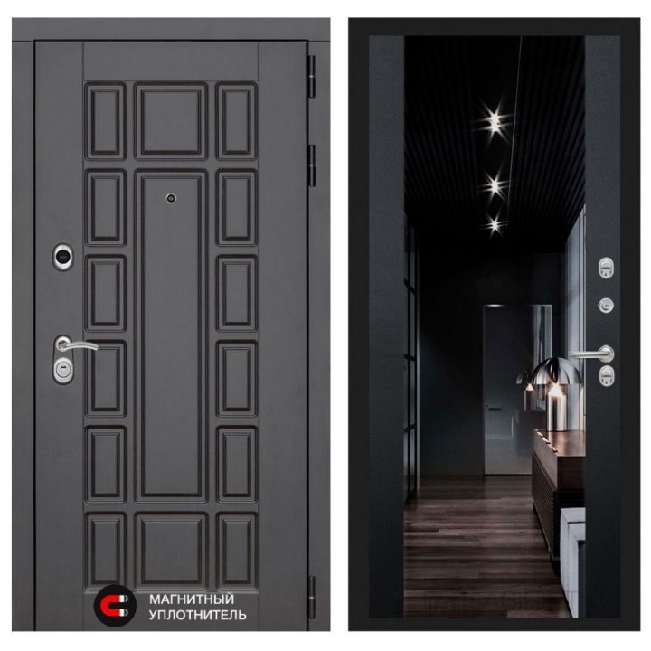 Входная дверь Лабиринт NEW YORK - Зеркало максимум с тонировкой Черный кварц