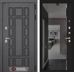 Входная дверь Лабиринт NEW YORK - Зеркало панорама с тонировкой Черный кварц