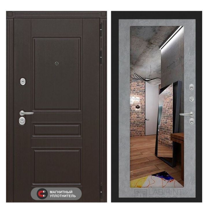 Входная дверь Лабиринт MEGAPOLIS - Зеркало 18 Бетон светлый