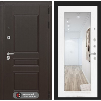 Входная дверь Лабиринт MEGAPOLIS - Зеркало 18 Белое дерево