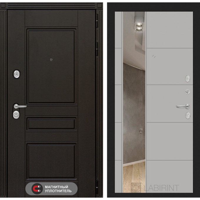 Входная дверь Лабиринт MEGAPOLIS - Зеркало 19 Грей софт