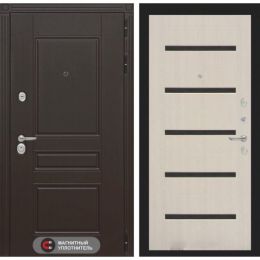 Входная дверь Лабиринт MEGAPOLIS - 01 Беленый дуб, стекло черное