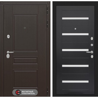 Входная дверь Лабиринт MEGAPOLIS - 01 Венге, стекло белое