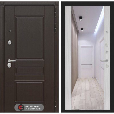 Входная дверь Лабиринт MEGAPOLIS - Зеркало максимум Сандал белый