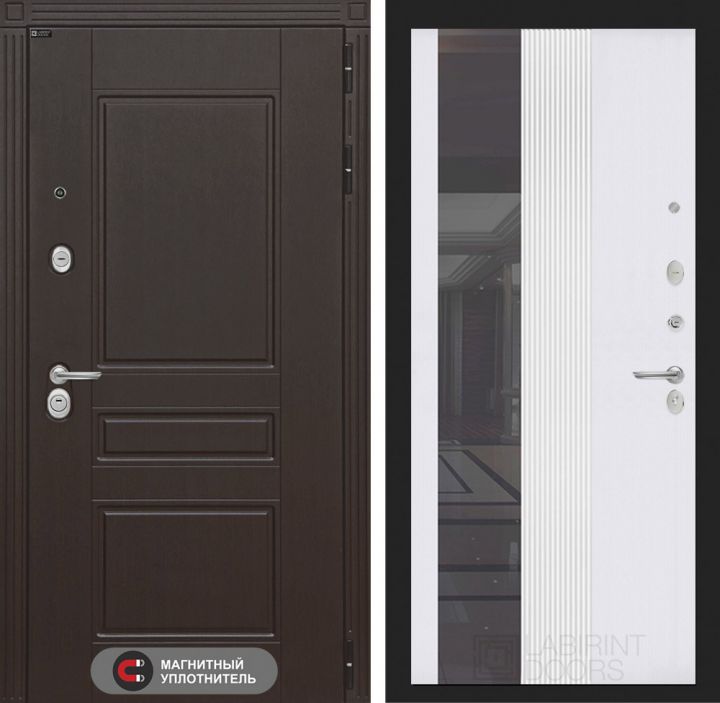 Входная дверь Лабиринт MEGAPOLIS - 32 Белый софт рельеф