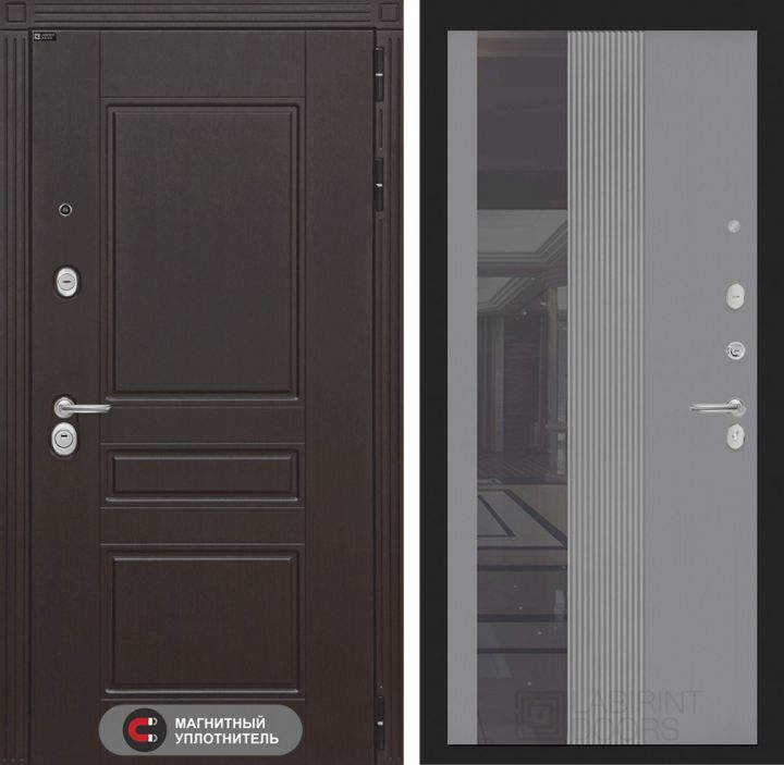 Входная дверь Лабиринт MEGAPOLIS - 32 Серый софт рельеф