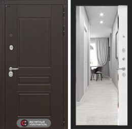 Входная дверь Лабиринт MEGAPOLIS - Зеркало панорама Белый софт