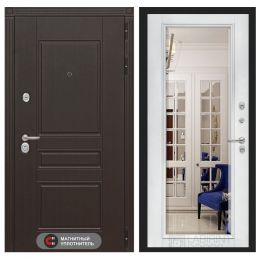 Входная дверь Лабиринт MEGAPOLIS - Зеркало фацет Белый софт