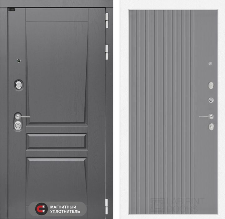Входная дверь Лабиринт PLATINUM - 29 Серый софт рельеф
