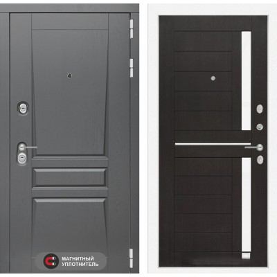 Входная дверь Лабиринт PLATINUM - 02 Венге стекло белое