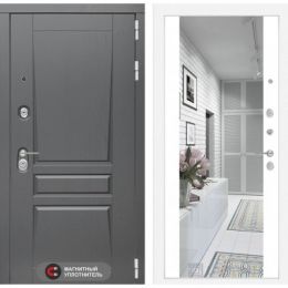 Входная дверь Лабиринт PLATINUM - Зеркало максимум Белый софт