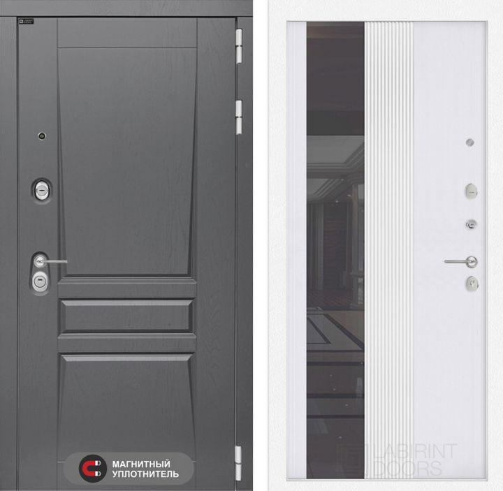 Входная дверь Лабиринт PLATINUM - 32 Белый софт рельеф