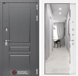 Входная дверь Лабиринт PLATINUM - Зеркало панорама Белый софт