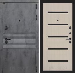 Входная дверь Лабиринт INFINITY - 01 Беленый дуб, стекло черное