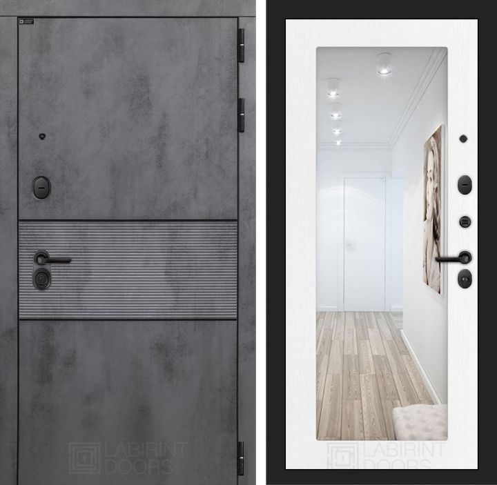 Входная дверь Лабиринт INFINITY - Зеркало 18 Белое дерево