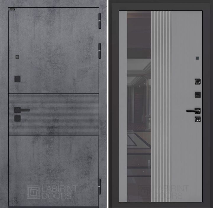 Входная дверь Лабиринт INFINITY - 32 Серый софт рельеф