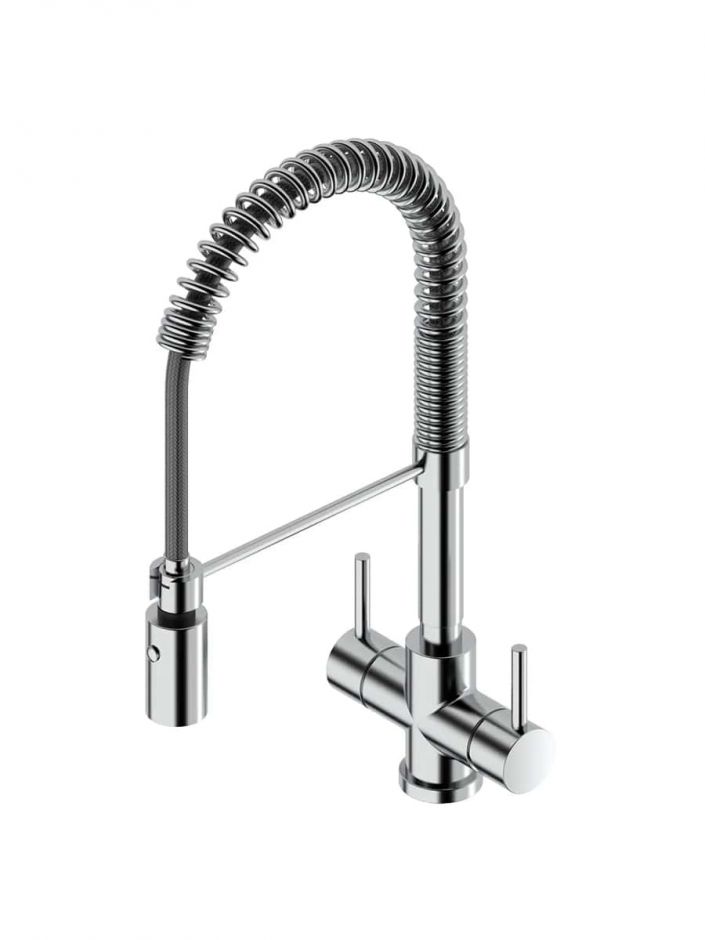 Смеситель для кухонной мойки Quadro design Idealaqua Inox 303/4 высокий излив