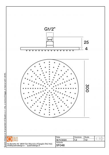 Верхний душ Quadro design Shower SF048 AS круглая лейка схема 3 Верхний душ Quadro design Shower SF048 AS круглая лейка схема 3