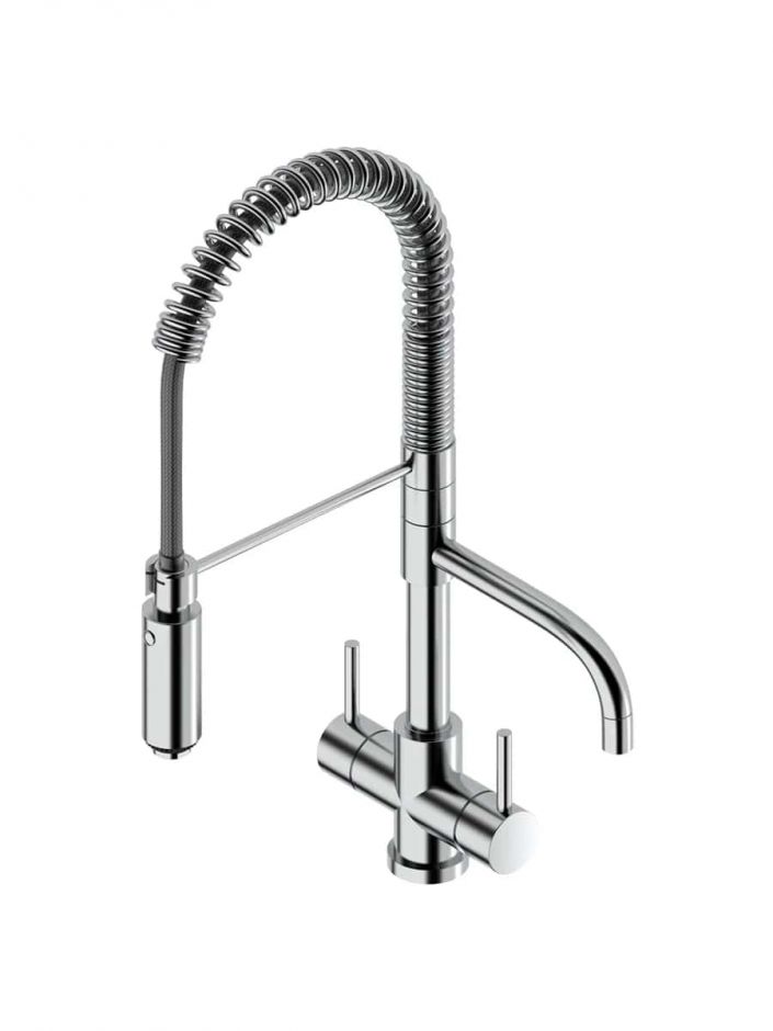 Смеситель для кухонной мойки Quadro design Idealaqua Inox 323 CR с двухструйным душем