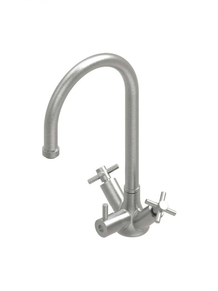 Кухонный смеситель Quadro design Idealaqua Inox 89X высокий поворотный ФОТО
