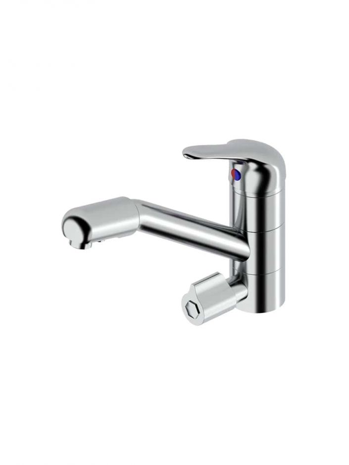 Смеситель для кухонной мойки Quadro design Idealaqua Inox 64PECO/1 CR с краном для фильтра