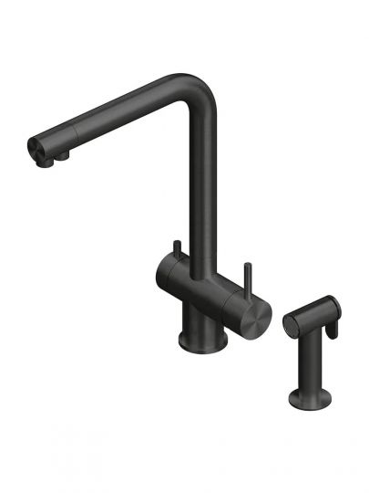 Смеситель для кухонной мойки Quadro design Idealaqua Inox 383 с краном для фильтра и душем схема 2