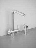 Смеситель для кухонной мойки Quadro design Idealaqua Inox 383 с краном для фильтра и душем схема 3