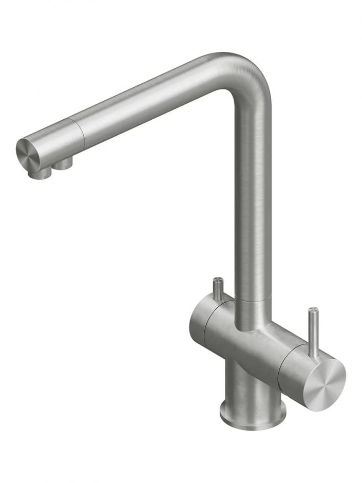 Смеситель для кухонной мойки Quadro design Idealaqua Inox 383 с краном для фильтра