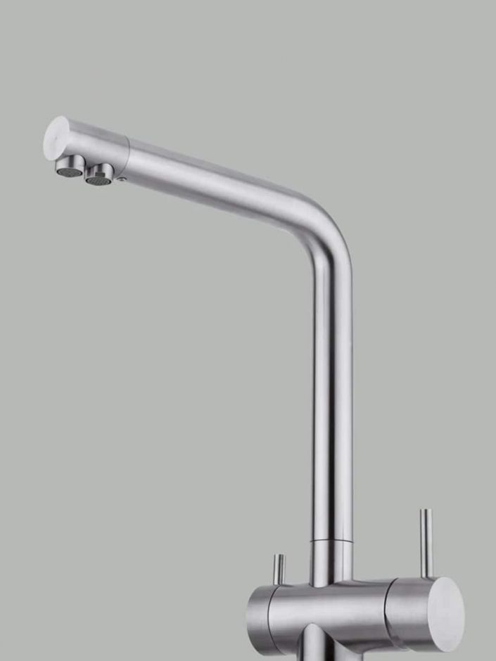 Смеситель для кухонной мойки Quadro design Idealaqua Inox 383 с краном для фильтра ФОТО