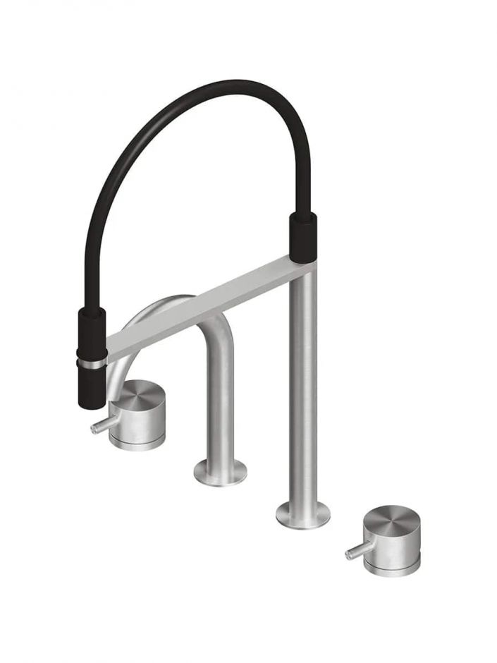 Изображение Смеситель кухонный Quadro design Idealaqua Inox 643.12.500.4 AS гидкий излив