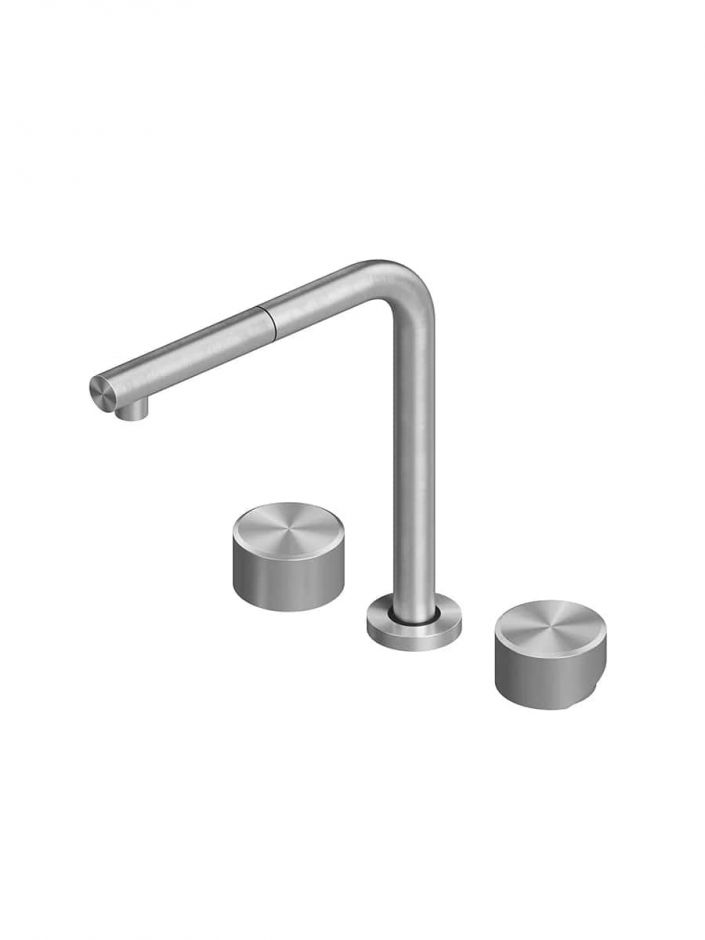 Изображение Смеситель кухонный встраиваемый Quadro design Idealaqua Inox 563.16.420 три отверстия