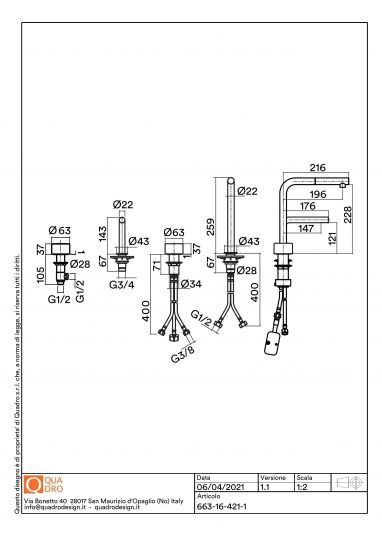 Кухонный смеситель Quadro design Idealaqua Inox 663.16.421.1 с изливом для фильтрованной воды схема 5 Кухонный смеситель Quadro design Idealaqua Inox 663.16.421.1 с изливом для фильтрованной воды схема 5