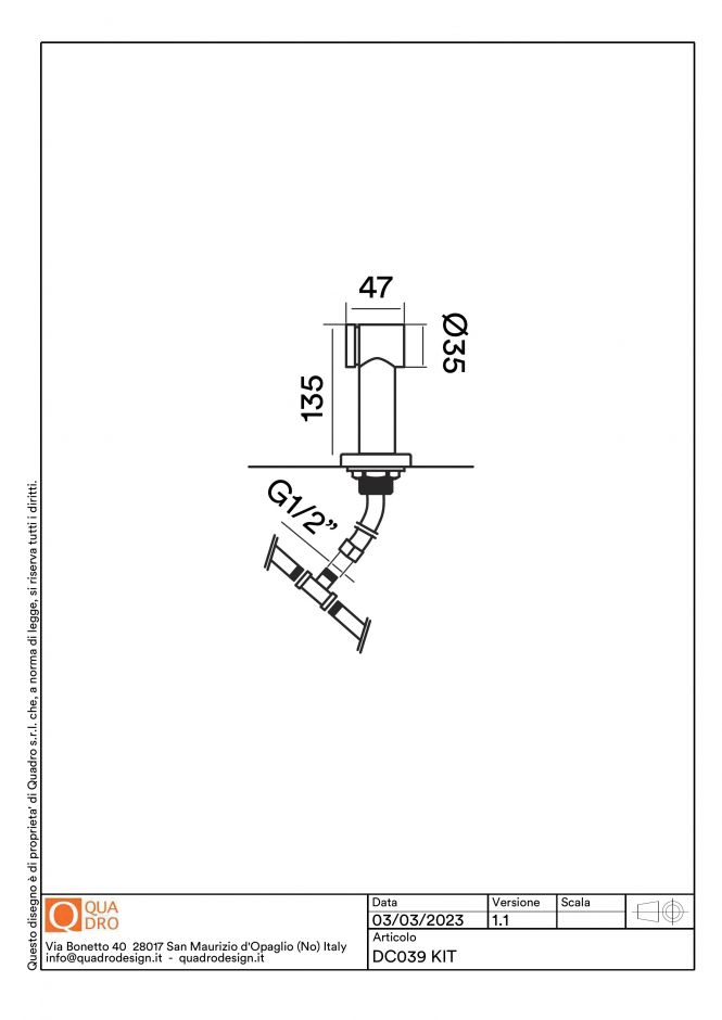 Выдвижной душ для кухонного смесителя Quadro design Kitchen Brass DC039.2 ФОТО